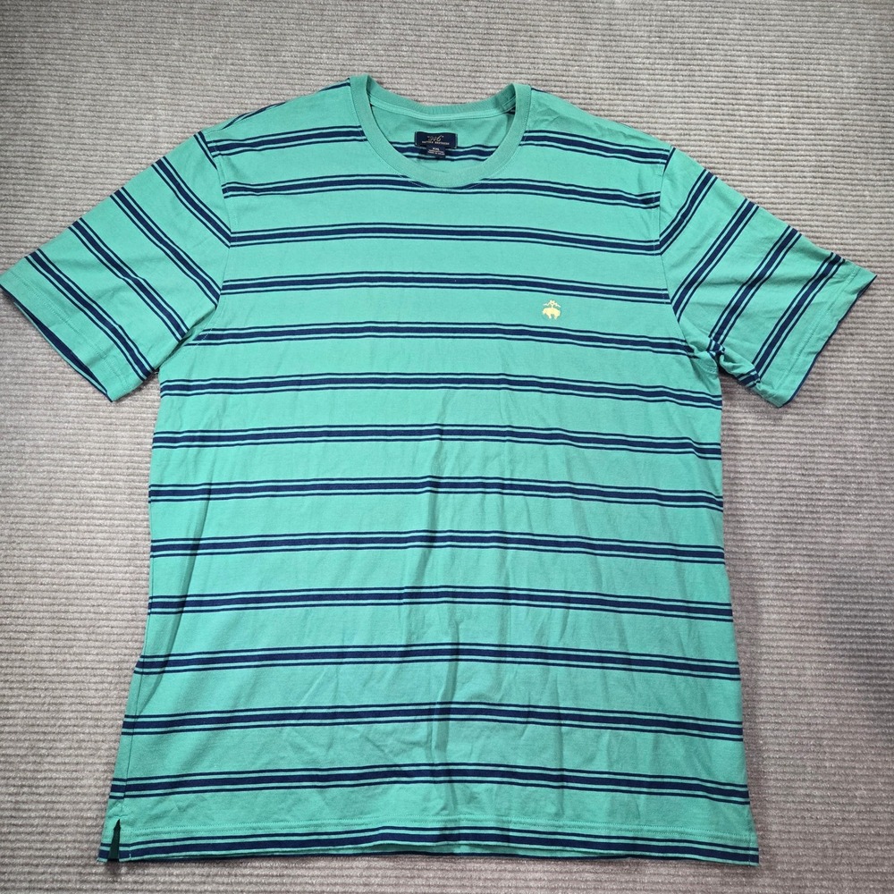 Brooks Brothers Mens XXL Green Striped Golden Fleece Cotton T-Shirt